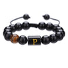 Wholesale Synthetic Stone Black Onyx Beads Geometric Woven Adjustable Electroplated Unisex Bracelet