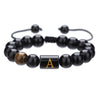 Wholesale Synthetic Stone Black Onyx Beads Geometric Woven Adjustable Electroplated Unisex Bracelet