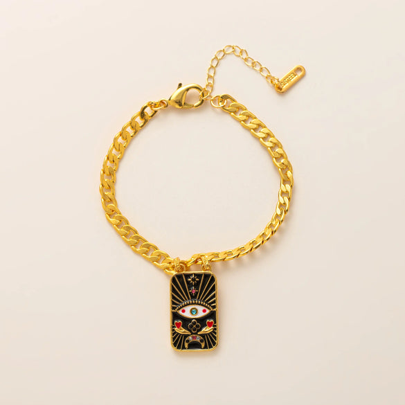 Wholesale Tarot And Bracelet Jewelry Copper Gold Plated Retro Geometric Cartoon Characters Style