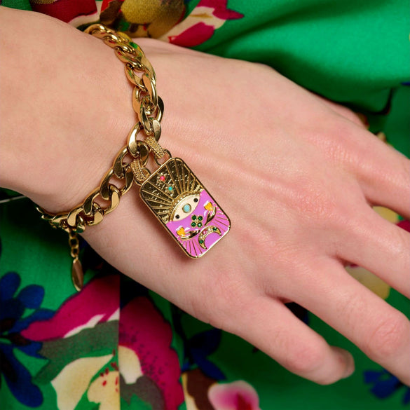 Wholesale Tarot And Bracelet Jewelry Copper Gold Plated Retro Geometric Cartoon Characters Style