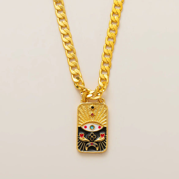 Wholesale Tarot And Bracelet Jewelry Copper Gold Plated Retro Geometric Cartoon Characters Style