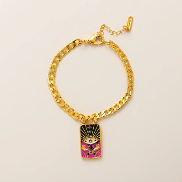 Wholesale Tarot And Bracelet Jewelry Copper Gold Plated Retro Geometric Cartoon Characters Style