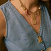 Wholesale Tarot Necklace Copper Heart Shape Fourleaf Clover Pattern Set With Diamonds Pendant