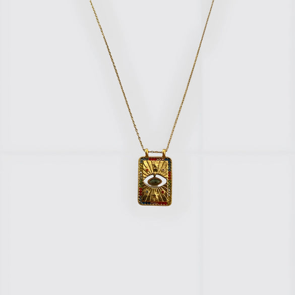 Wholesale Tarot Necklace Copper Heart Shape Fourleaf Clover Pattern Set With Diamonds Pendant