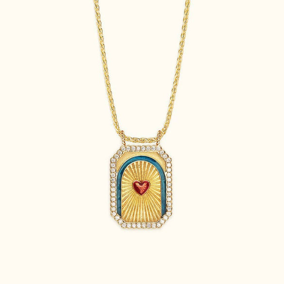 Wholesale Tarot Necklace Copper Mixed Gemstone Inlay Heart Star Geometric Vintage Style