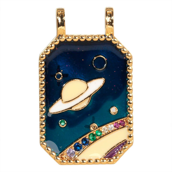 Wholesale Tarot Necklace Pendant Copper Micropaved Geometric Style 18K Gold Plated