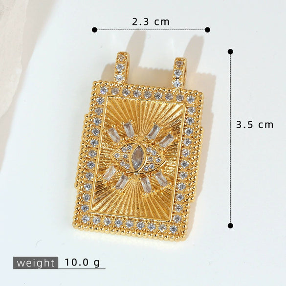 Wholesale Tarot Necklace Pendant Copper Micropaved Geometric Style 18K Gold Plated
