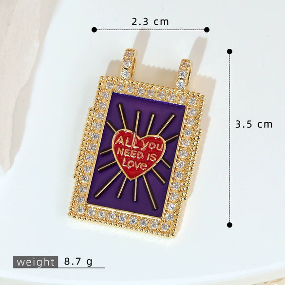 Wholesale Tarot Necklace Pendant Copper Micropaved Geometric Style 18K Gold Plated