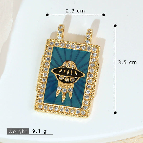 Wholesale Tarot Necklace Pendant Copper Micropaved Geometric Style 18K Gold Plated