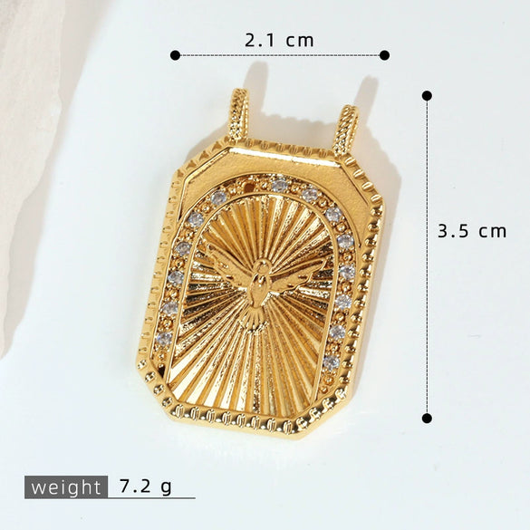 Wholesale Tarot Necklace Pendant Copper Micropaved Geometric Style 18K Gold Plated