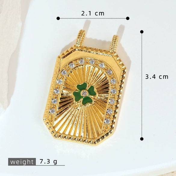 Wholesale Tarot Necklace Pendant Copper Micropaved Geometric Style 18K Gold Plated