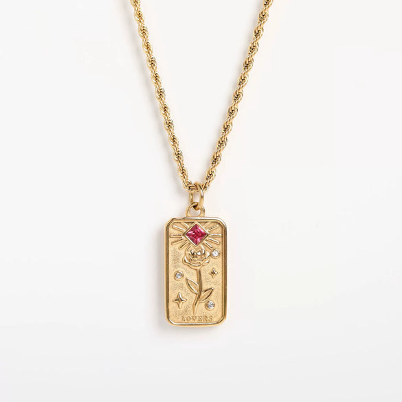 Wholesale Tarot Necklace With Geometric Pattern High Sense Plant Flowers Threedimensional Embossed Diamondembossed Titanium Steel Woolen Twist Chain Electroplated