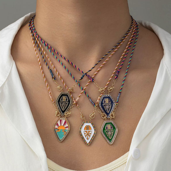 Wholesale Tarot Pendant Necklace Copper Retro Geometric Gold Plated