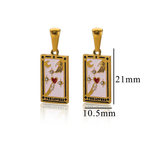 Wholesale Tarot Retro Pendant Jewelry Stainless Steel Rectangular Electroplating