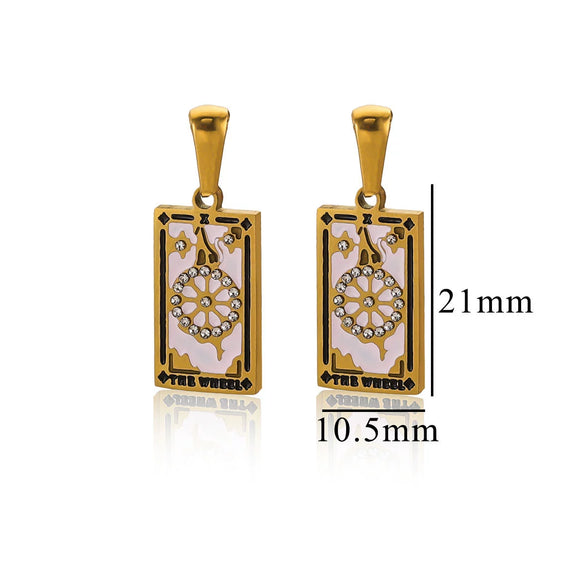 Wholesale Tarot Retro Pendant Jewelry Stainless Steel Rectangular Electroplating