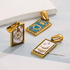 Wholesale Tarot Retro Pendant Jewelry Stainless Steel Rectangular Electroplating