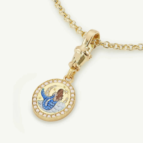 Wholesale Tarot Series Titanium Steel Necklace With Mixed Gemstone Inlay Heart Shape Pendant For Women