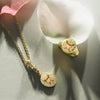 Wholesale Tarot Series Titanium Steel Necklace With Mixed Gemstone Inlay Heart Shape Pendant For Women
