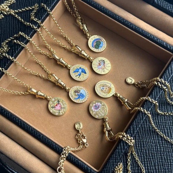 Wholesale Tarot Series Titanium Steel Necklace With Mixed Gemstone Inlay Heart Shape Pendant For Women