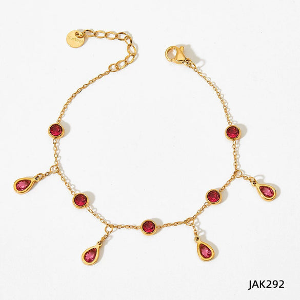 Wholesale Tassel Anklet Stainless Steel Inlaid Zircon Geometric Styling Non Fading Foot Chain For Women