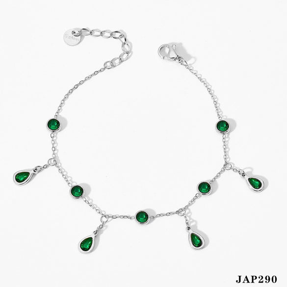 Wholesale Tassel Anklet Stainless Steel Inlaid Zircon Geometric Styling Non Fading Foot Chain For Women
