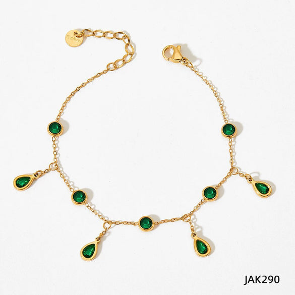 Wholesale Tassel Anklet Stainless Steel Inlaid Zircon Geometric Styling Non Fading Foot Chain For Women