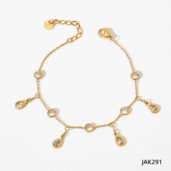 Wholesale Tassel Anklet Stainless Steel Inlaid Zircon Geometric Styling Non Fading Foot Chain For Women