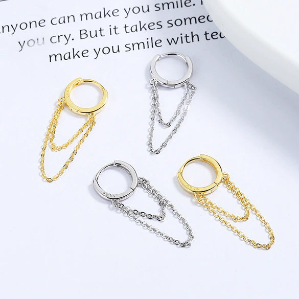 Wholesale Tassel Chain Earrings 925 Sterling Silver Geometric Style For Women