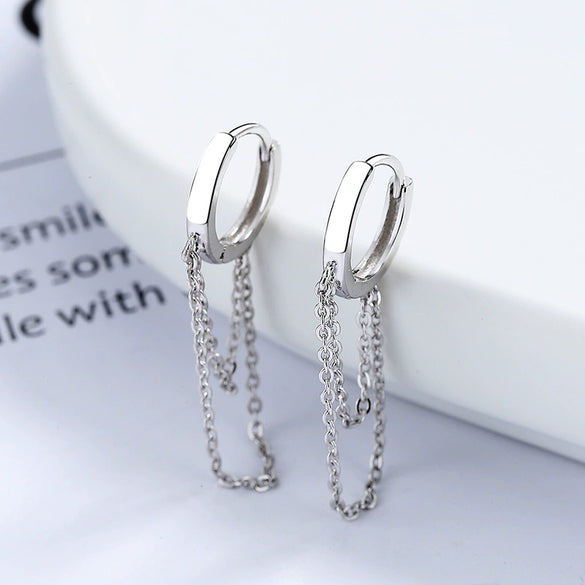 Wholesale Tassel Chain Earrings 925 Sterling Silver Geometric Style For Women