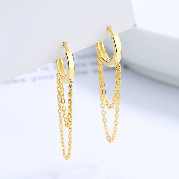 Wholesale Tassel Chain Earrings 925 Sterling Silver Geometric Style For Women