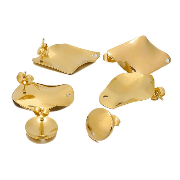 Wholesale Tassel Earrings Stainless Steel Geometric Rhombic Round Irregular Electroplated