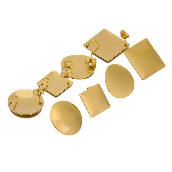 Wholesale Tassel Earrings Stainless Steel Geometric Rhombic Round Irregular Electroplated