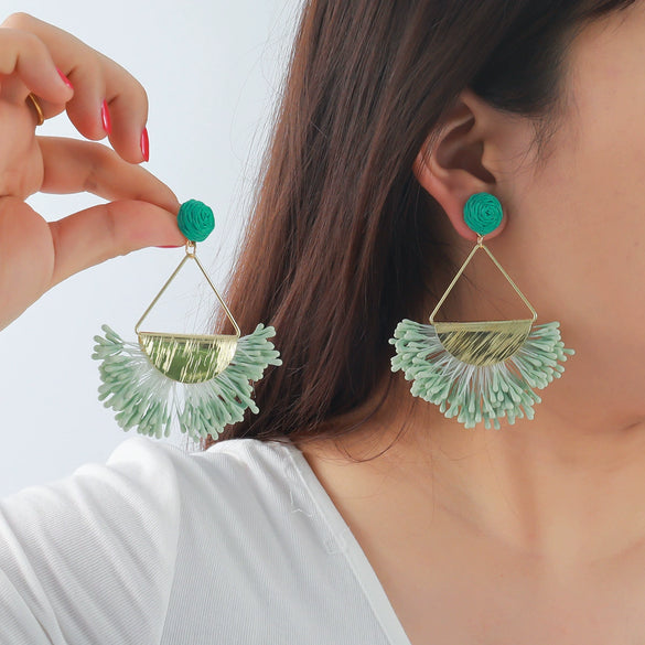 Wholesale Tassel Earrings Zinc Alloy Geometric Hand Knitted Retro Style
