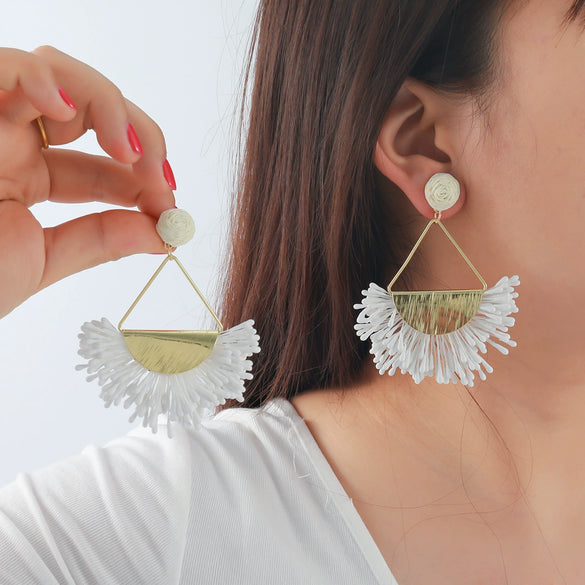 Wholesale Tassel Earrings Zinc Alloy Geometric Hand Knitted Retro Style