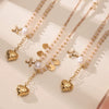 Wholesale Tassel Heart Natural Stone Freshwater Pearl Clavicle Necklace For Women Stainless Steel Geometric Pattern Electroplating