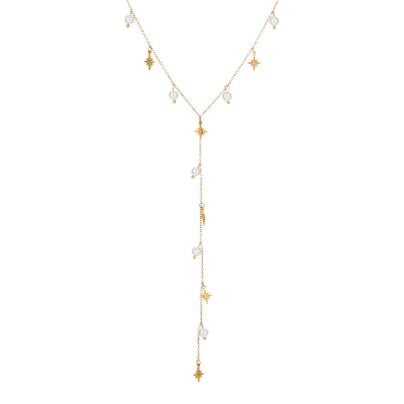 Wholesale Tassel Imitation Pearl Ychain Necklace Stainless Steel 18K Electroplated Geometric Style Jewelry For Women