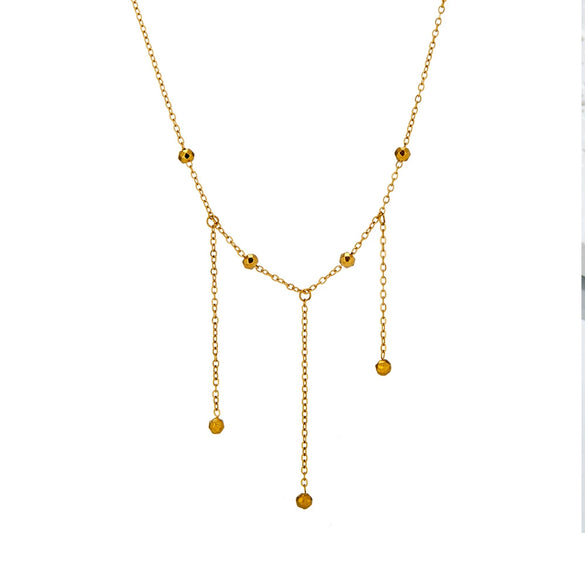 Wholesale Tassel Laser Ball Disco Necklace Titanium Steel 18K Gold Plated Geometric Style