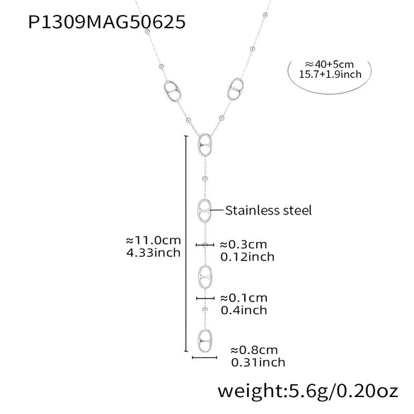 Wholesale Tassel Long Clavicle Necklace Double Chain Fashionable Elegant Highgrade Stainless Steel Geometric 18K Gold Electroplated Jewelry For Women