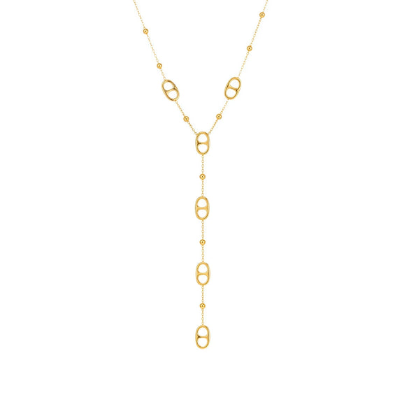 Wholesale Tassel Long Clavicle Necklace Double Chain Fashionable Elegant Highgrade Stainless Steel Geometric 18K Gold Electroplated Jewelry For Women