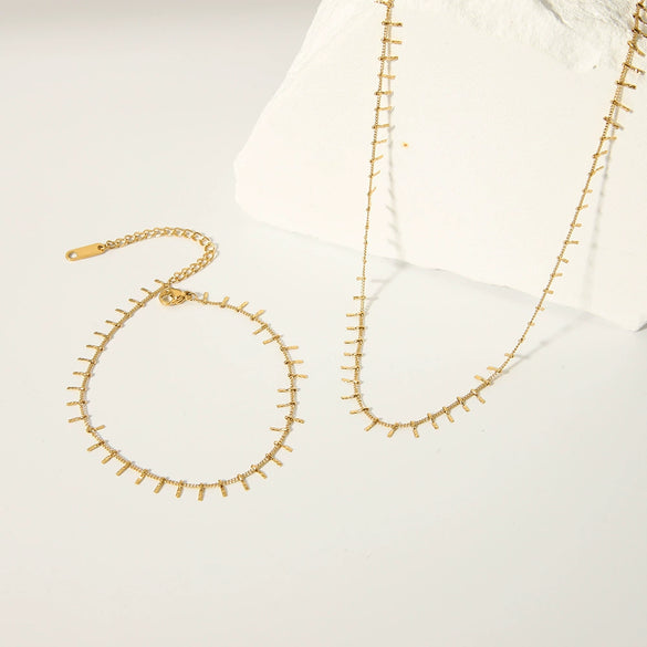 Wholesale Tassel Necklace And Anklet In Wave Pattern For Women Made Of High Grade Stainless Steel With Vacuum Real Gold In Pvd Furnace Treatment