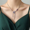 Wholesale Tassel Necklace With Peach Heart Brass Pendant In Titanium Steel Geometric Pattern Electroplated For Women