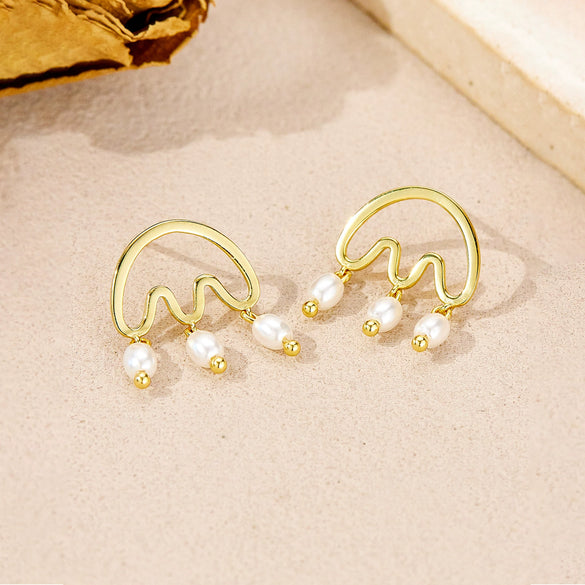 Wholesale Tassel Pearl Pendant Light Luxury Style 925 Sterling Silver Geometric Electroplated For Women