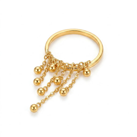 Wholesale Tassel Ring With Mixed Pendant In Gold And Silver Niche Ins Style Sweet And Cool Vibe Titanium Steel Chain Shape Electroplated