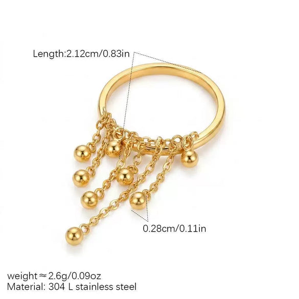 Wholesale Tassel Ring With Mixed Pendant In Gold And Silver Niche Ins Style Sweet And Cool Vibe Titanium Steel Chain Shape Electroplated