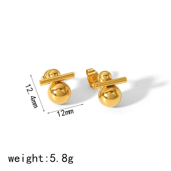 Wholesale Tassel Titanium Steel And 18K Gold Earrings With Geometric Pattern And Electroplating Treatment