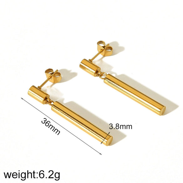 Wholesale Tassel Titanium Steel And 18K Gold Earrings With Geometric Pattern And Electroplating Treatment