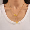Wholesale Tassel Water Drop Necklace In Hip Hop Style Titanium Steel With 18K Gold Plated Electroplating