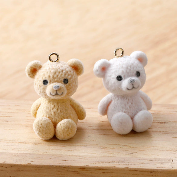 Wholesale Teddy Bear Pendant Handmade Earrings Jewelry Accessories With Plastic Resin Material And Flocking Treatment