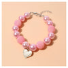 Wholesale Teddy Dog Pearl Necklace With Heart Pendant Hiphop Style Pet Collar Dog Accessories