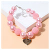 Wholesale Teddy Dog Pearl Necklace With Heart Pendant Hiphop Style Pet Collar Dog Accessories